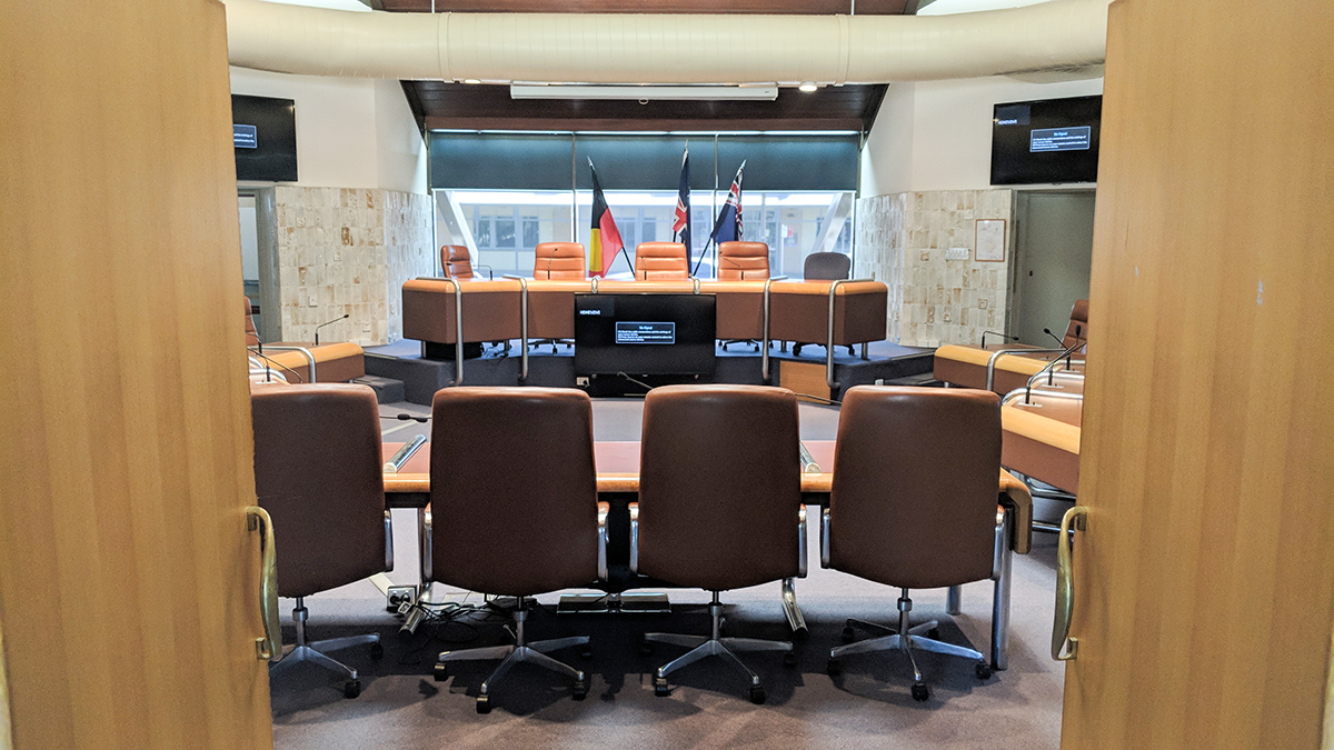 Inside the Council chambers