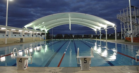 Broken Hill Aquatic Centre at nigh time