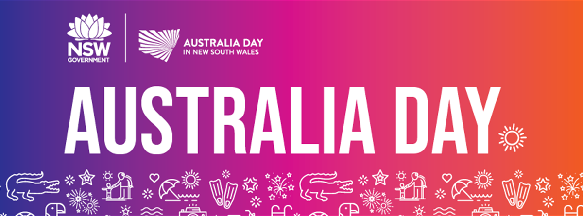 Australia Day Logo Block Banner pink and purple