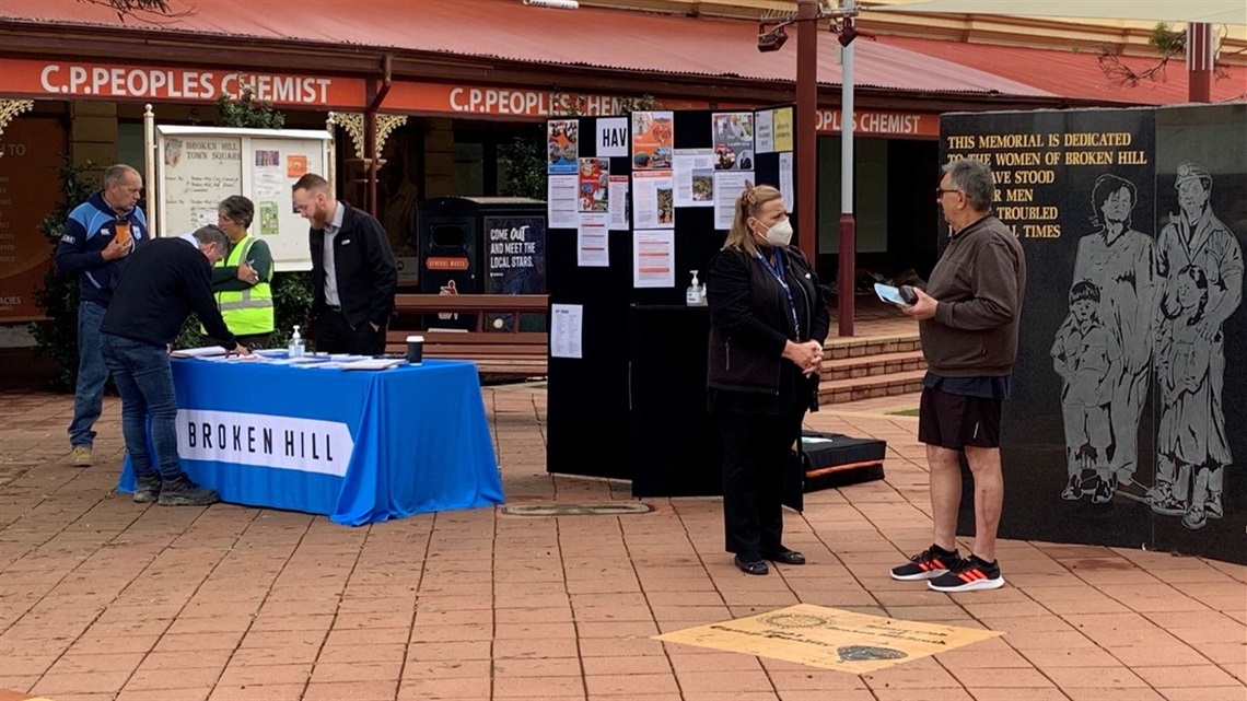 image of council staff talking with community members