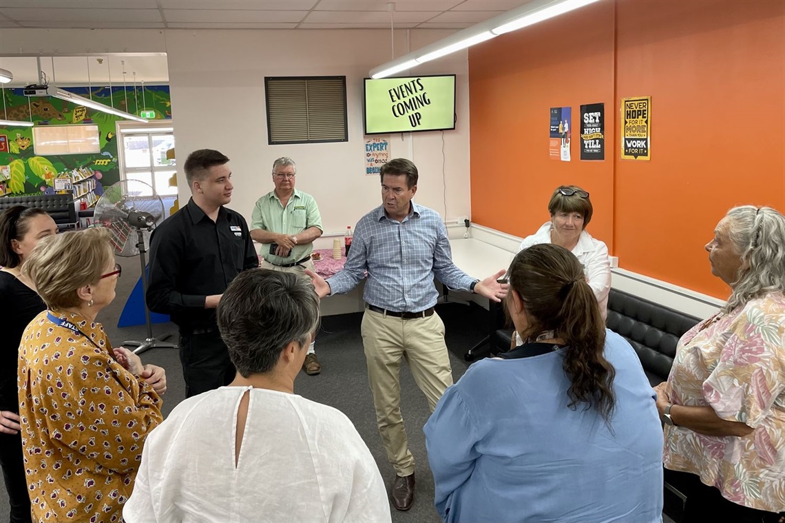 Minister for Hospitality and Racing Kevin Anderson met with local Wilyakali elders and Library staff yesterday to announce $153,820 to capture local indigenous stories